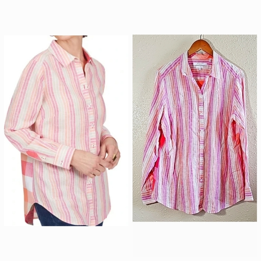 FOXCROFT NYC Linen Button Down Shirt
